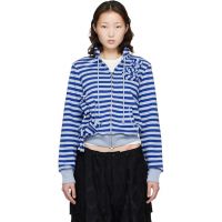 OPEN YY SSENSE Exclusive Navy Applique Knit Zipup Sweatshirt 261731F097004