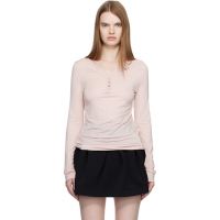OPEN YY Pink Hook Long Sleeve Henley 261731F110004