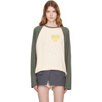 OPEN YY White & Green I LOVE Raglan T-shirt 261731F110006