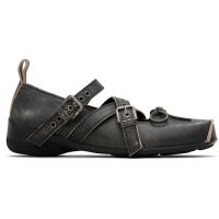 OPEN YY Gray Cross Buckle Ballet Flats 261731F118000