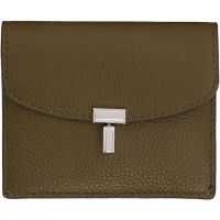 TOTEME Taupe T-Lock Grained-Leather Card Holder 261771F037001