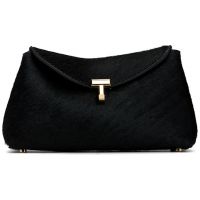 TOTEME Black Mini T-Lock Pony Hair Clutch 261771F044008