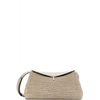 TOTEME Beige T-Lock Woven-Leather Clutch 261771F044010