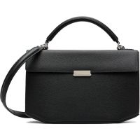 TOTEME Black Clip Grained-Leather Top Handle Bag 261771F048010