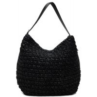 TOTEME Black Belted Raffia Tote 261771F049010