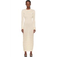 TOTEME Beige Crinkled Knit Long-Sleeve Midi Dress 261771F054011