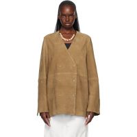 TOTEME Tan V-Neck Suede Blazer 261771F057003