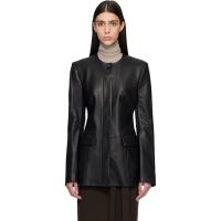 TOTEME Black Collarless Leather Jacket 261771F064001
