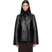 TOTEME Black Grained Leather Jacket 261771F064002