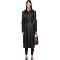TOTEME Black Belted Leather Coat 261771F064005