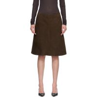 TOTEME Brown A-Line Suede Midi Skirt 261771F092001