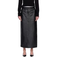 TOTEME Black Grained-Leather Straight Midi Skirt 261771F092002