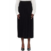 TOTEME Black Soft Gathered Midi Skirt 261771F092006