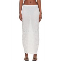 TOTEME White Crinkled Knit Midi Skirt 261771F092007