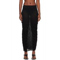 TOTEME Black Crinkled Knit Midi Skirt 261771F092008