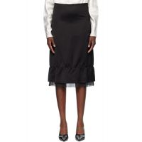 TOTEME Black Layered Satin Midi Skirt 261771F092009