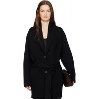 TOTEME Black Shawl-Lapel Robe Cardigan 261771F095002