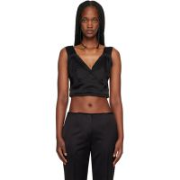 TOTEME Black Cropped Satin Camisole 261771F111006