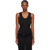 TOTEME Black Crinkled Knit Tank Top 261771F111007