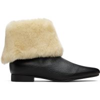 TOTEME Black & Beige Downtown Shearling Boots 261771F113003
