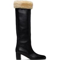 TOTEME Black Downtown Shearling Knee-High Tall Boots 261771F115001