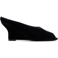 TOTEME Black Peep-Toe Velvet Wedge Mule Heels 261771F122001