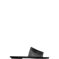 TOTEME Black Studded Leather Slide Sandals 261771F124003
