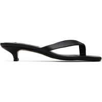 TOTEME Black Leather Flip Flop Heeled Sandals 261771F125001