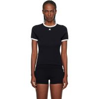 Courreges Black Signature Contrast T-shirt 261783F110004