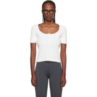 Courreges White Buttoned 90s Rib T-shirt 261783F110013
