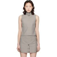 Courreges Beige Buckle Houndstooth Top 261783F111006
