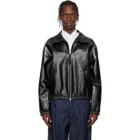 Courreges Black Vinyl Zipped Bomber Jacket 261783M175001