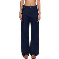 Victoria Beckham Navy Split Utility Trousers 261784F069001