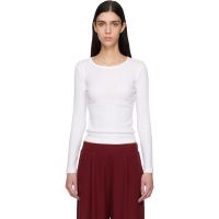 LESET White Pointelle Slim Fit Long Sleeve T-shirt 261793F110017