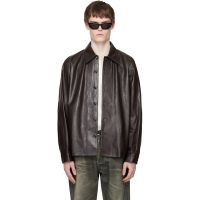 OUR LEGACY Brown Welding Leather Shirt 261803M181001