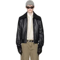 OUR LEGACY Black Pharos Leather Bomber Jacket 261803M181002