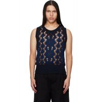 EGONlab Navy Textured Knit Tank Top 261830M214004