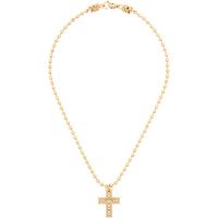 Emanuele Bicocchi Gold Beaded Chain Notre-Dame Cross Necklace 261883M145007