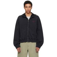 Martine Rose Black Hooded Zip Crew Jacket 261892M202000