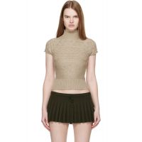 GUIZIO Taupe Vivienne Short Sleeve Cable Turtleneck 261897F099001