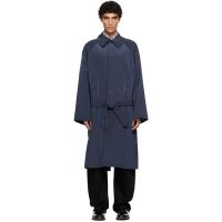 Hed Mayner Navy Crinkled Trench Coat 261897M176000