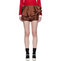 SHUSHU/TONG Brown Asymmetrical Bow & Ruffle Miniskirt 261901F090006