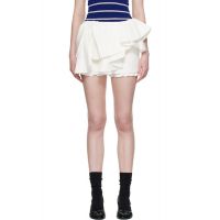 SHUSHU/TONG White Asymmetrical Bow & Ruffle Miniskirt 261901F090007