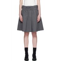 SHUSHU/TONG Gray Draped Waist Wide-Pleat Midi Skirt 261901F092020