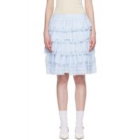 SHUSHU/TONG Blue Tiered Lace Midi Skirt 261901F092026
