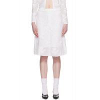SHUSHU/TONG White Threadwork Knit Midi Skirt 261901F092027