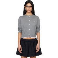 SHUSHU/TONG Gray Logo-Stitch Knit Cardigan 261901F095002