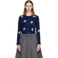 SHUSHU/TONG Navy Threadwork Knit Cardigan 261901F095010