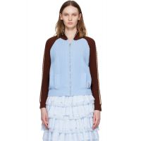 SHUSHU/TONG Blue & Brown Color-Block Raglan Sleeve Knit Cardigan 261901F095012