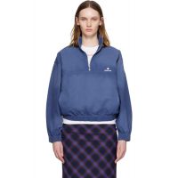 SHUSHU/TONG Blue Stand Neck Pullover Sweatshirt 261901F097000